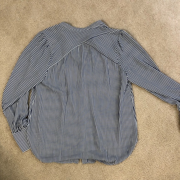 NWT Striped Crossover Back Utility Blouse - Picture 6 of 8